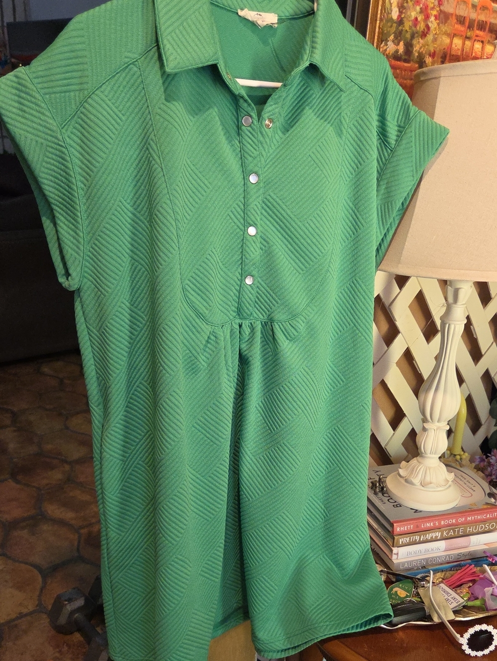 entro Green Textured Polo Dress